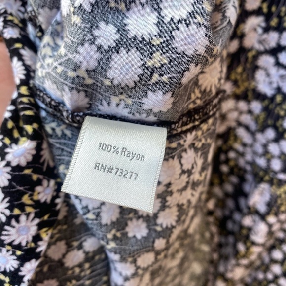 LC Lauren Conrad Womens XL Black Floral Long Sleeve Button Peasant Top - Picture 6 of 9